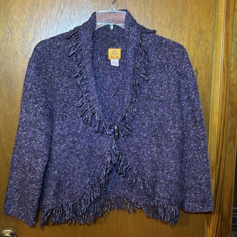 Ruby Rd. Purple Fringe Cardigan - Picture 6 of 10